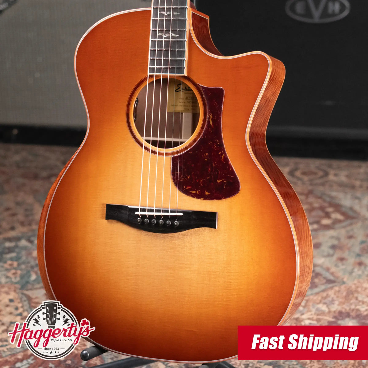 Eastman AC522CE-GB Grand Auditorium Acoustic/Electric Guitar - Goldburst with Hardshell Case
