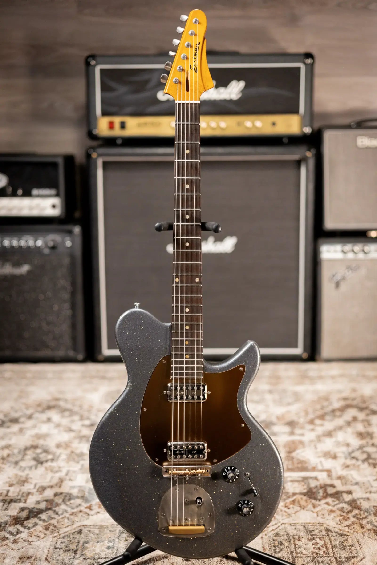 Eastman Kauffmann Series Offset Deluxe - Made in Holland - Light Relic Electric Guitar - Charcoal Sparkle with Structured Gig Bag