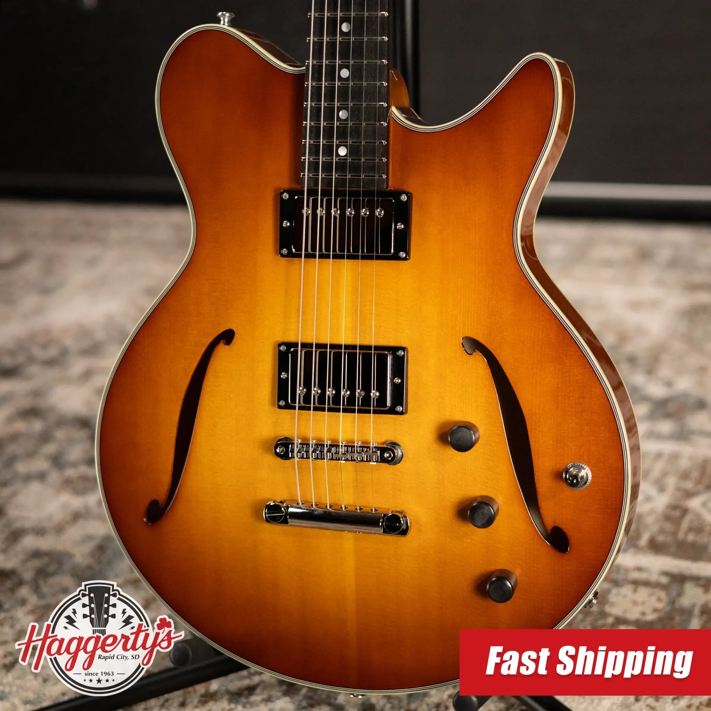 Eastman Romeo Semi-Hollow Electric Guitar - Goldburst with Hardshell Case