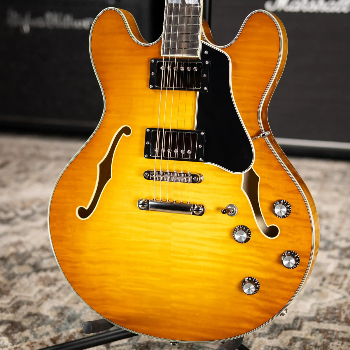 Eastman T486-GB 16" Thinline Electric Guitar - Goldburst with Hardshell Case