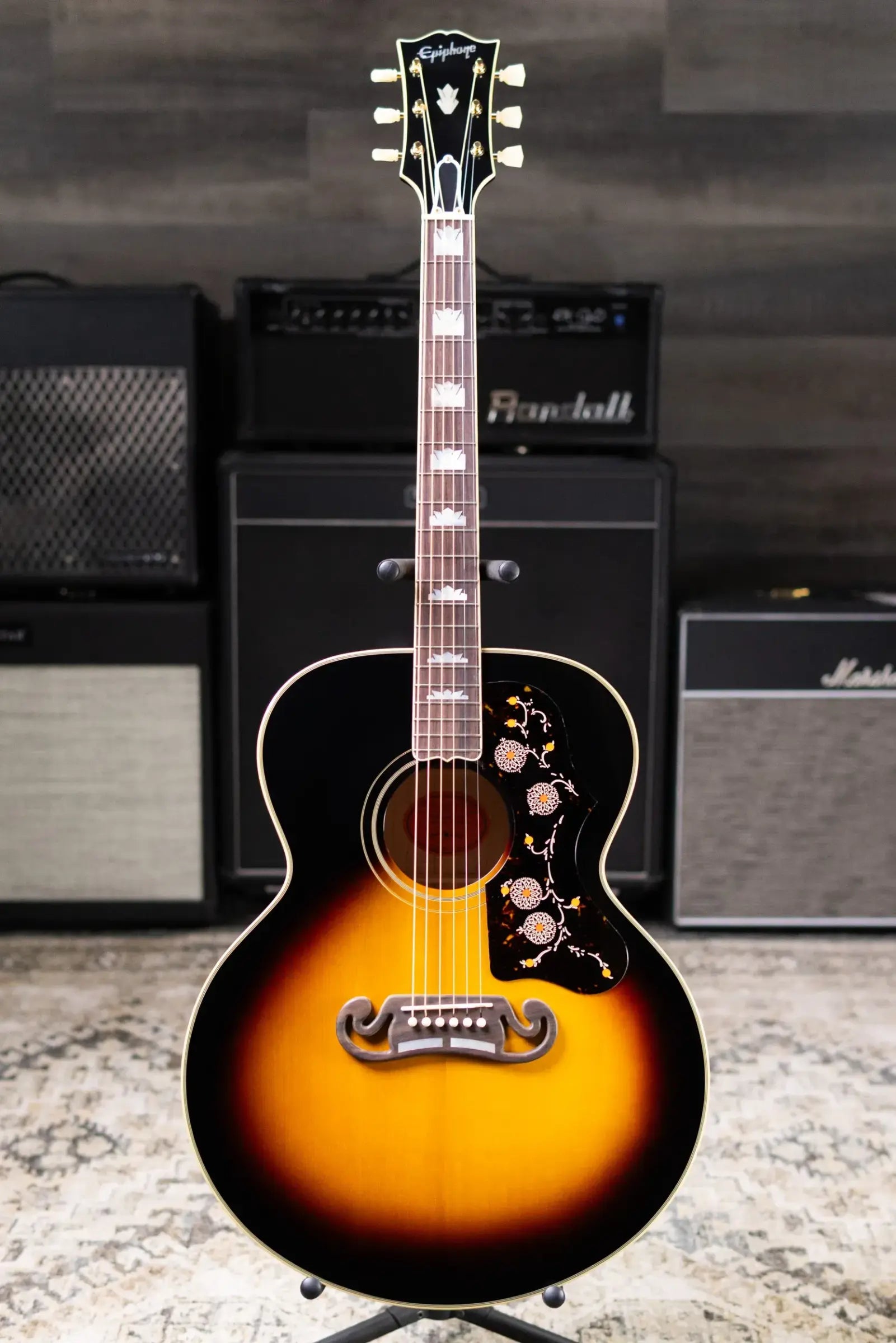Epiphone 1957 SJ-200 Reissue Acoustic/Electric Guitar - Vintage Sunburst with Hardshell Case