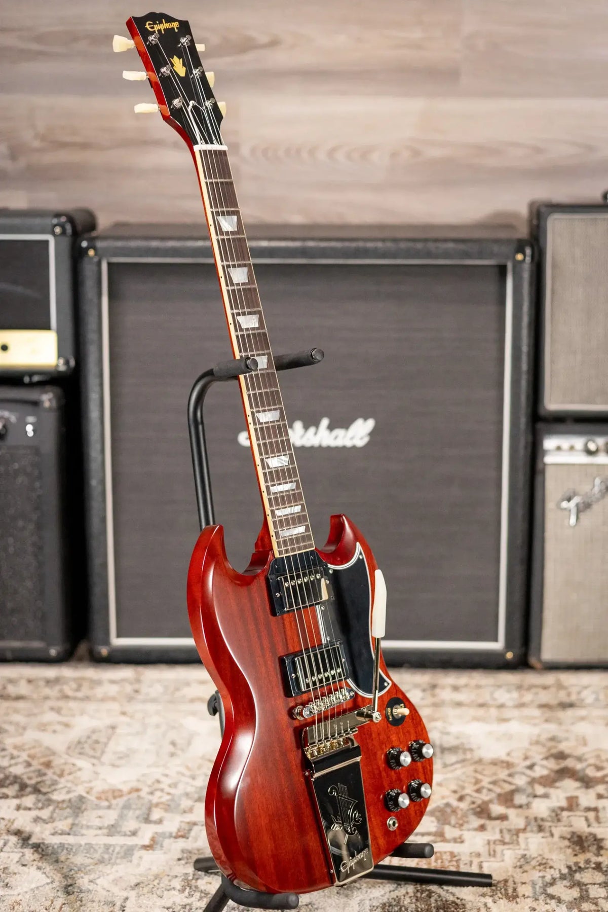 Epiphone 1964 SG Standard with Maestro Vibrola Reissue Electric Guitar - Cherry Red with Hardshell Case - Demo