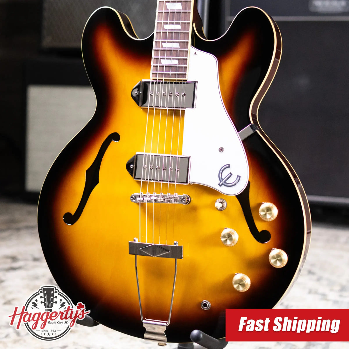 Epiphone Casino Hollow-Body Electric Guitar - Vintage Sunburst with Gig Bag