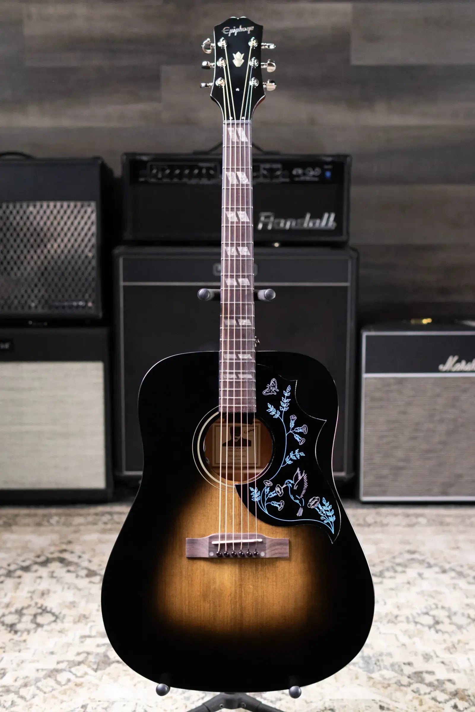 Epiphone Eric Church Signature Hummingbird Dark Studio Acoustic/Electric Guitar - Cobra Burst with Hardshell Case