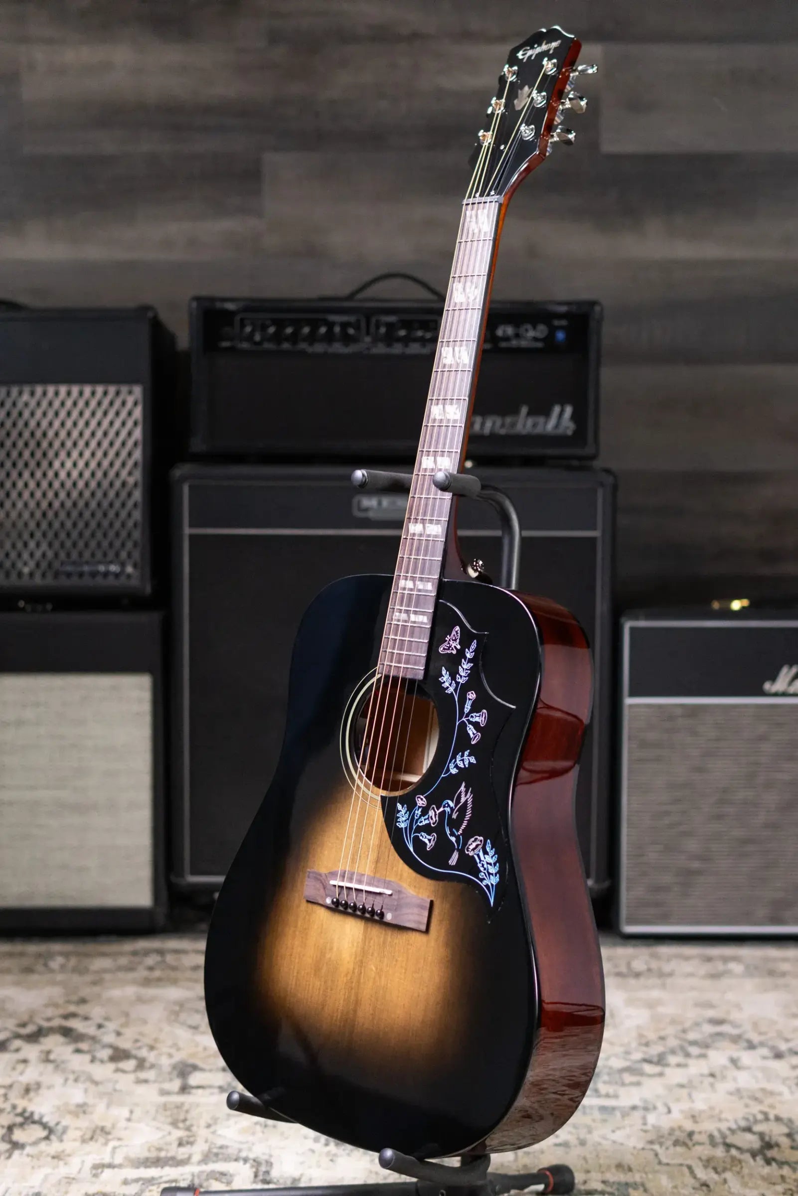 Epiphone Eric Church Signature Hummingbird Dark Studio Acoustic/Electric Guitar - Cobra Burst with Hardshell Case