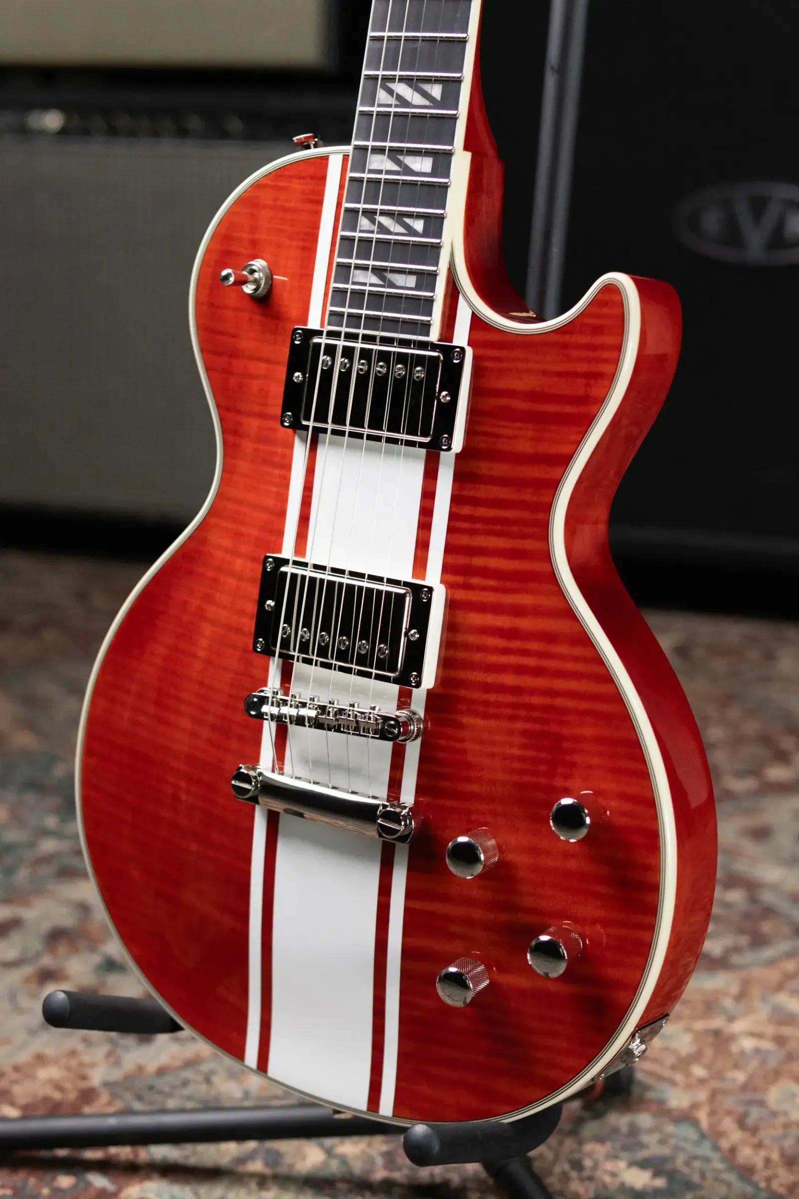 Epiphone Futura Les Paul Custom AAAA Figured Electric Guitar - Rally Red with Gig Bag