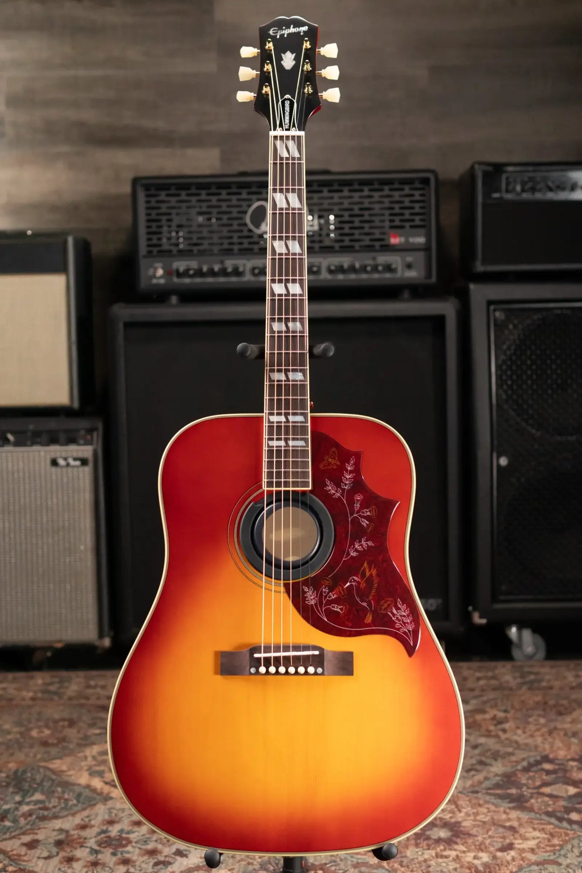 Epiphone Hummingbird Standard Acoustic/Electric Guitar - Cherry Sunburst with Gig Bag