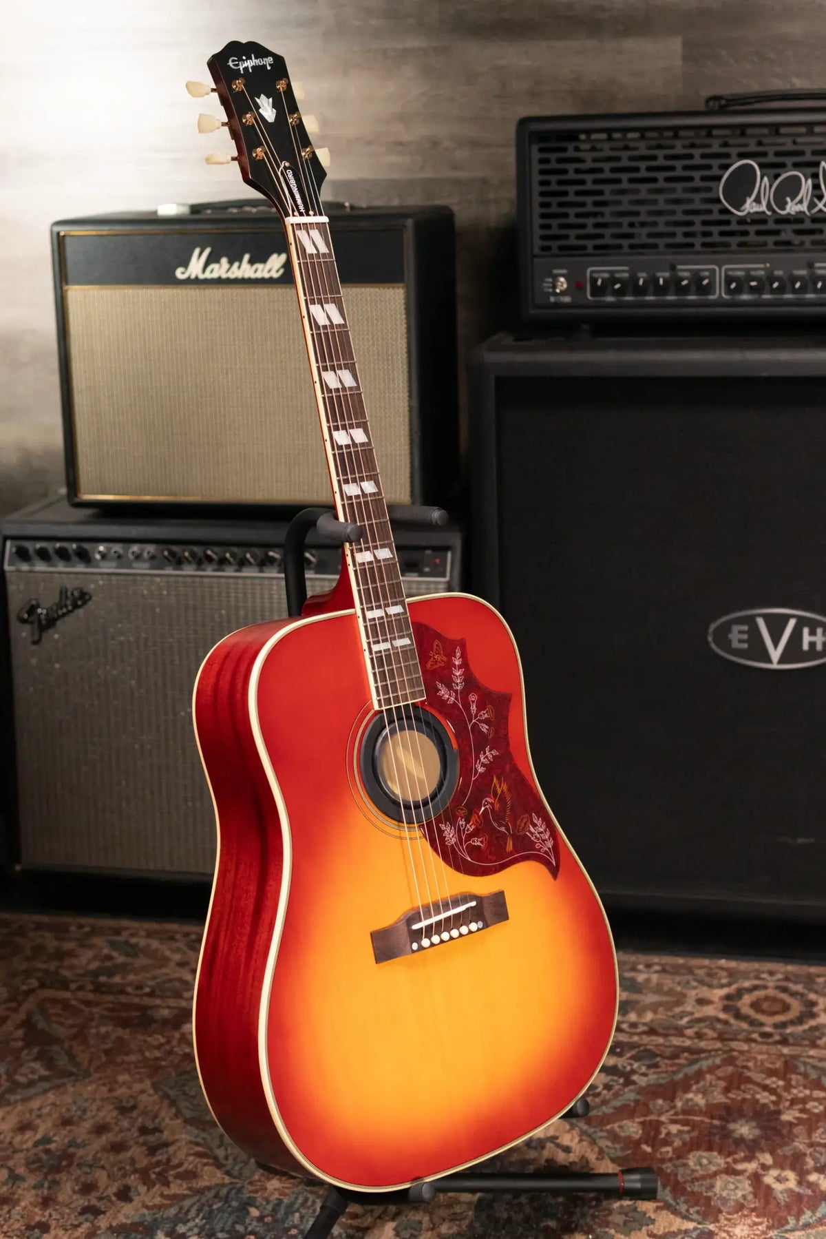 Epiphone Hummingbird Standard Acoustic/Electric Guitar - Cherry Sunburst with Gig Bag