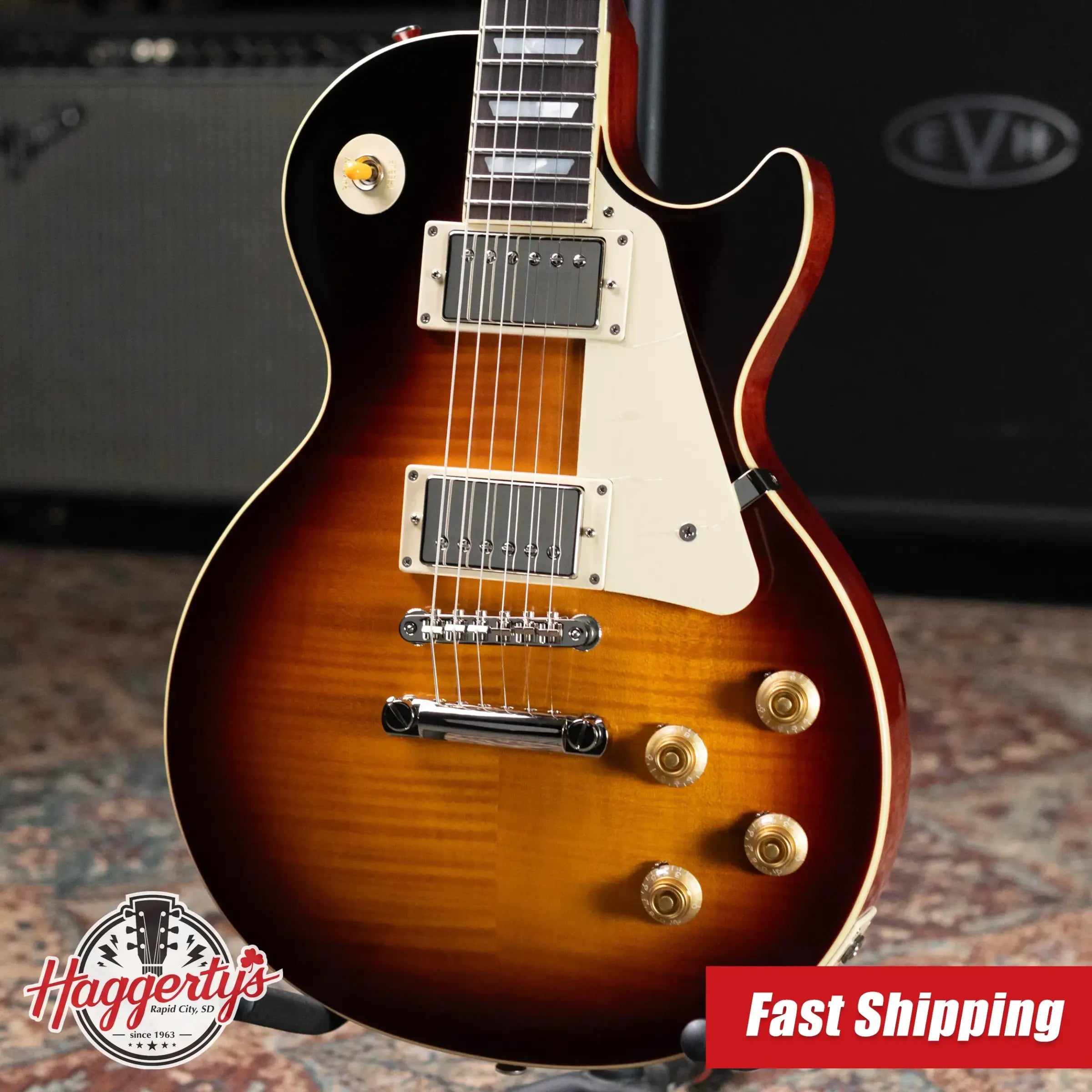 Epiphone Inspired by Gibson 1959 Les Paul Standard Reissue Electric Guitar - Washed Bourbon Burst with Hardshell Case
