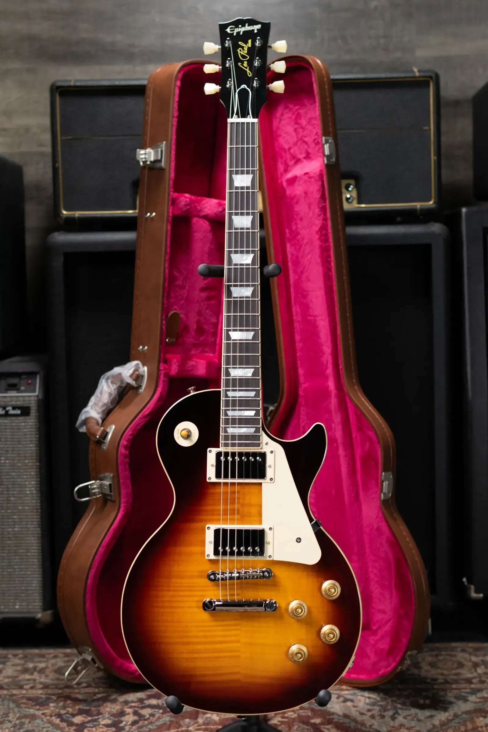 Epiphone Inspired by Gibson 1959 Les Paul Standard Reissue Electric Guitar - Washed Bourbon Burst with Hardshell Case
