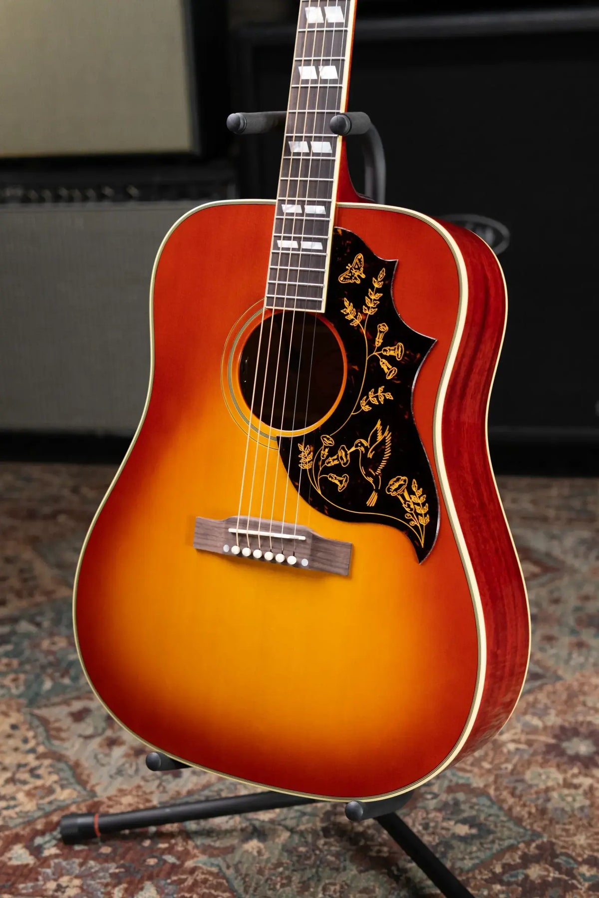 Epiphone Inspired by Gibson 1960 Hummingbird Reissue Acoustic/Electric Guitar - Heritage Cherry Sunburst with Hardshell Case