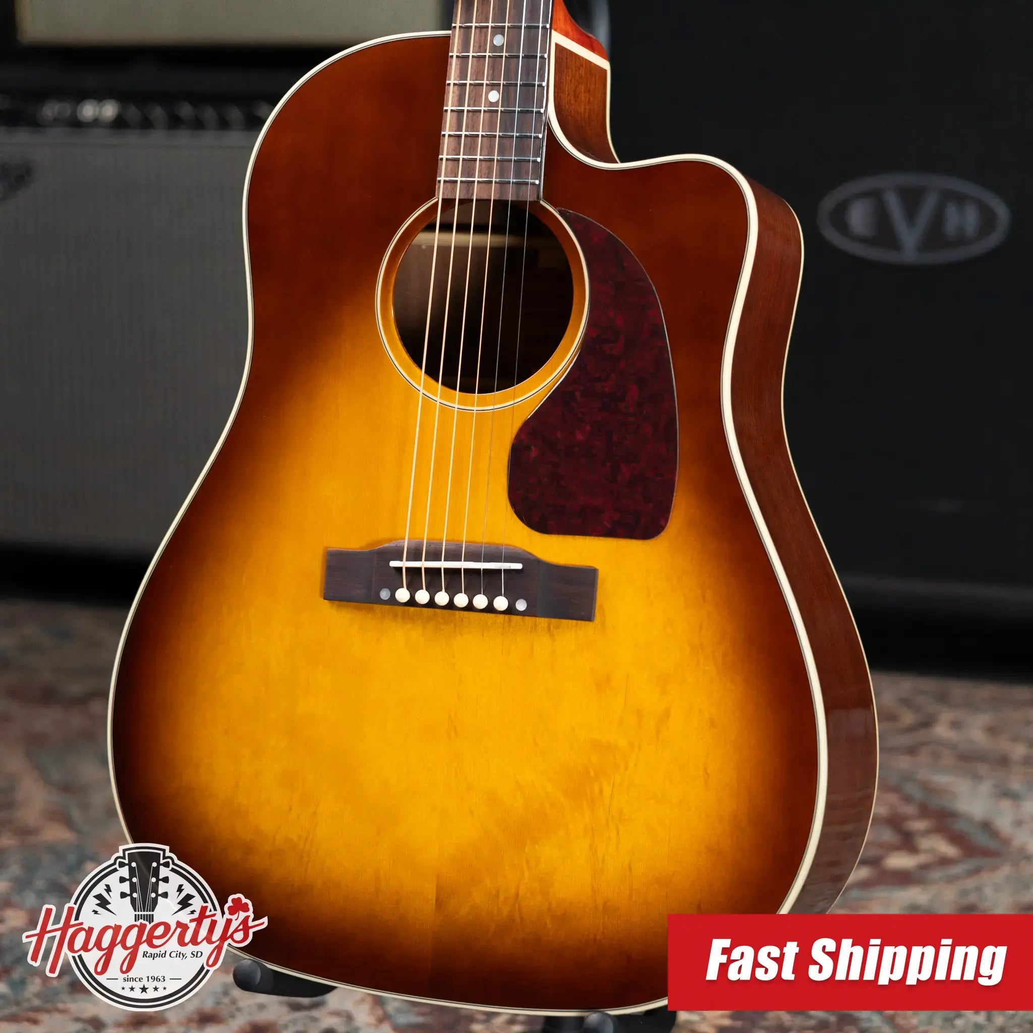 Epiphone J-45 Standard EC Acoustic/Electric Guitar - Honeyburst with Gig Bag