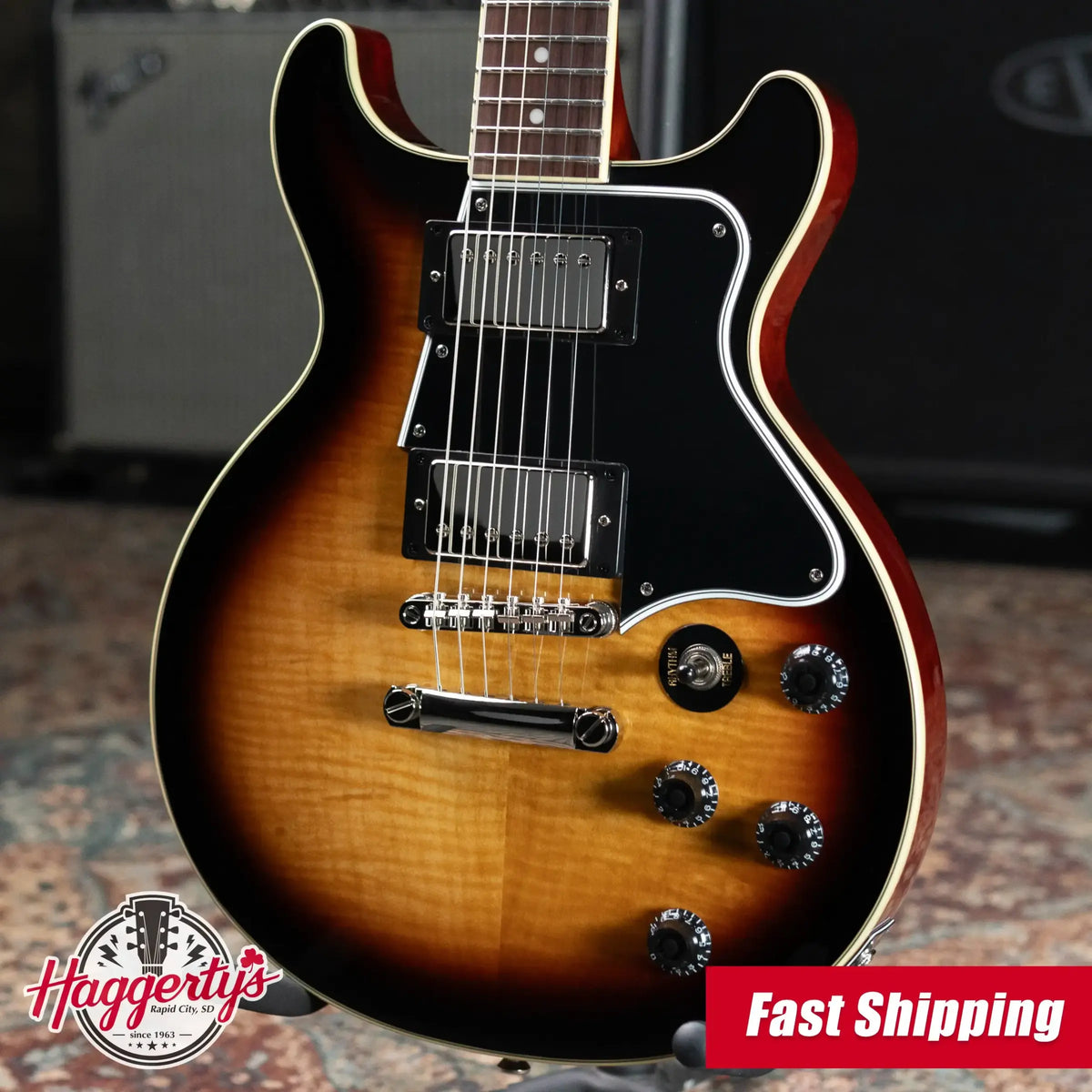 Epiphone Les Paul Special Double Cut Figured Electric Guitar - Bourbon Burst with Gig Bag