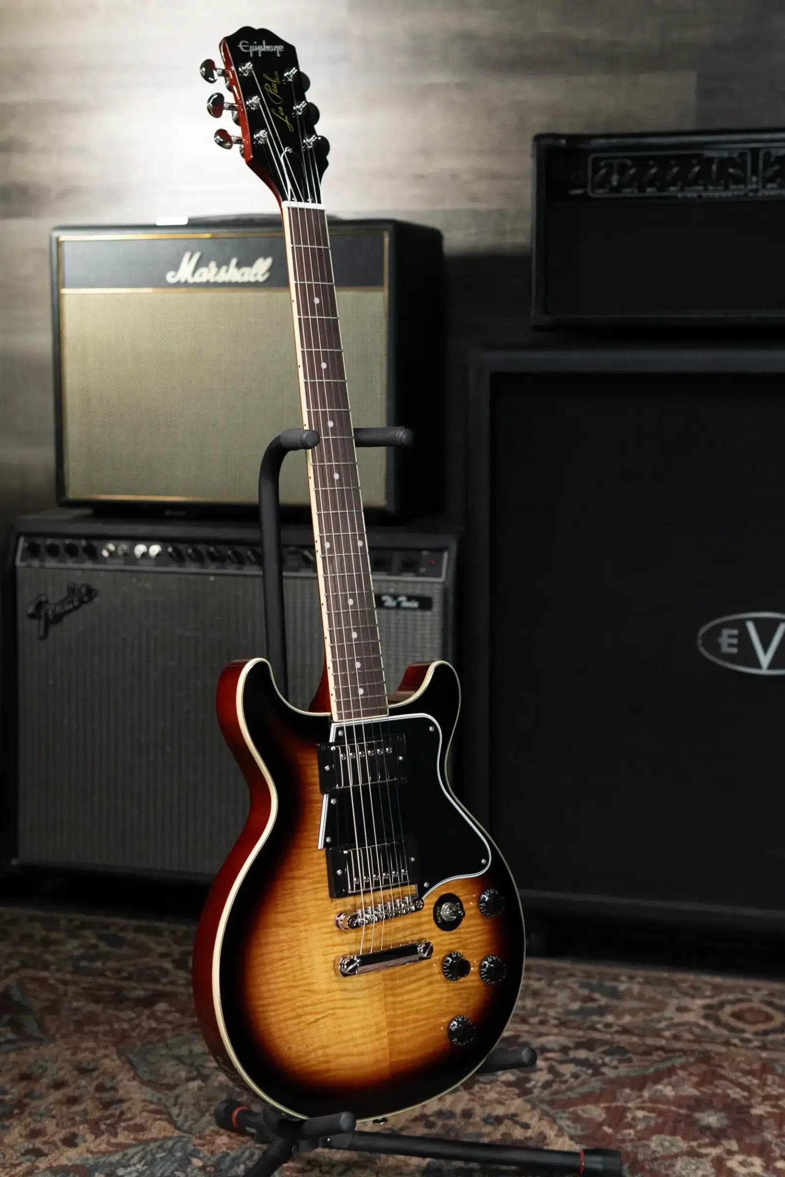 Epiphone Les Paul Special Double Cut Figured Electric Guitar - Bourbon Burst with Gig Bag