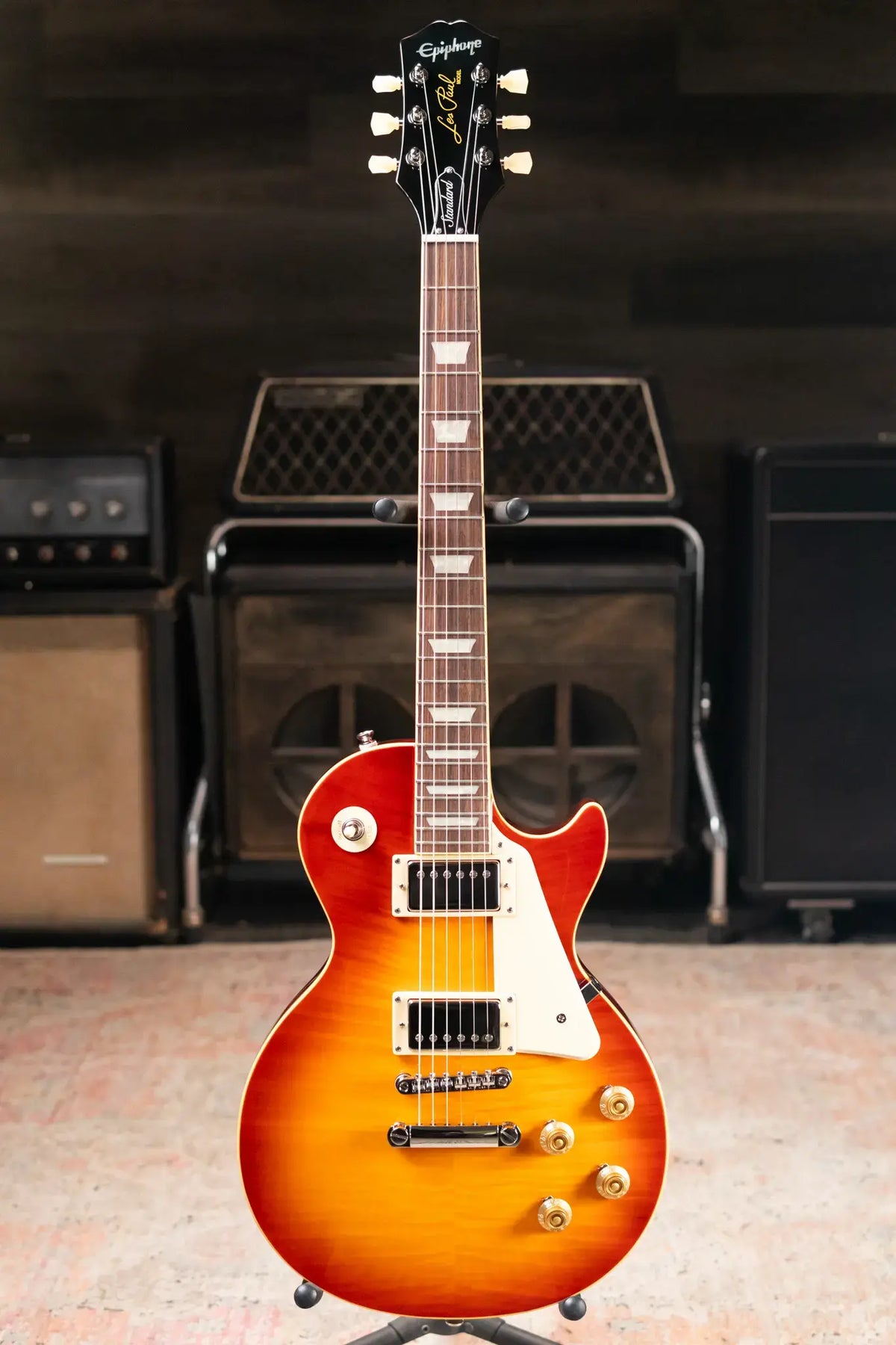 Epiphone Les Paul Standard 50s Figured Electric Guitar - Washed Cherry Sunburst with Gig Bag - Demo