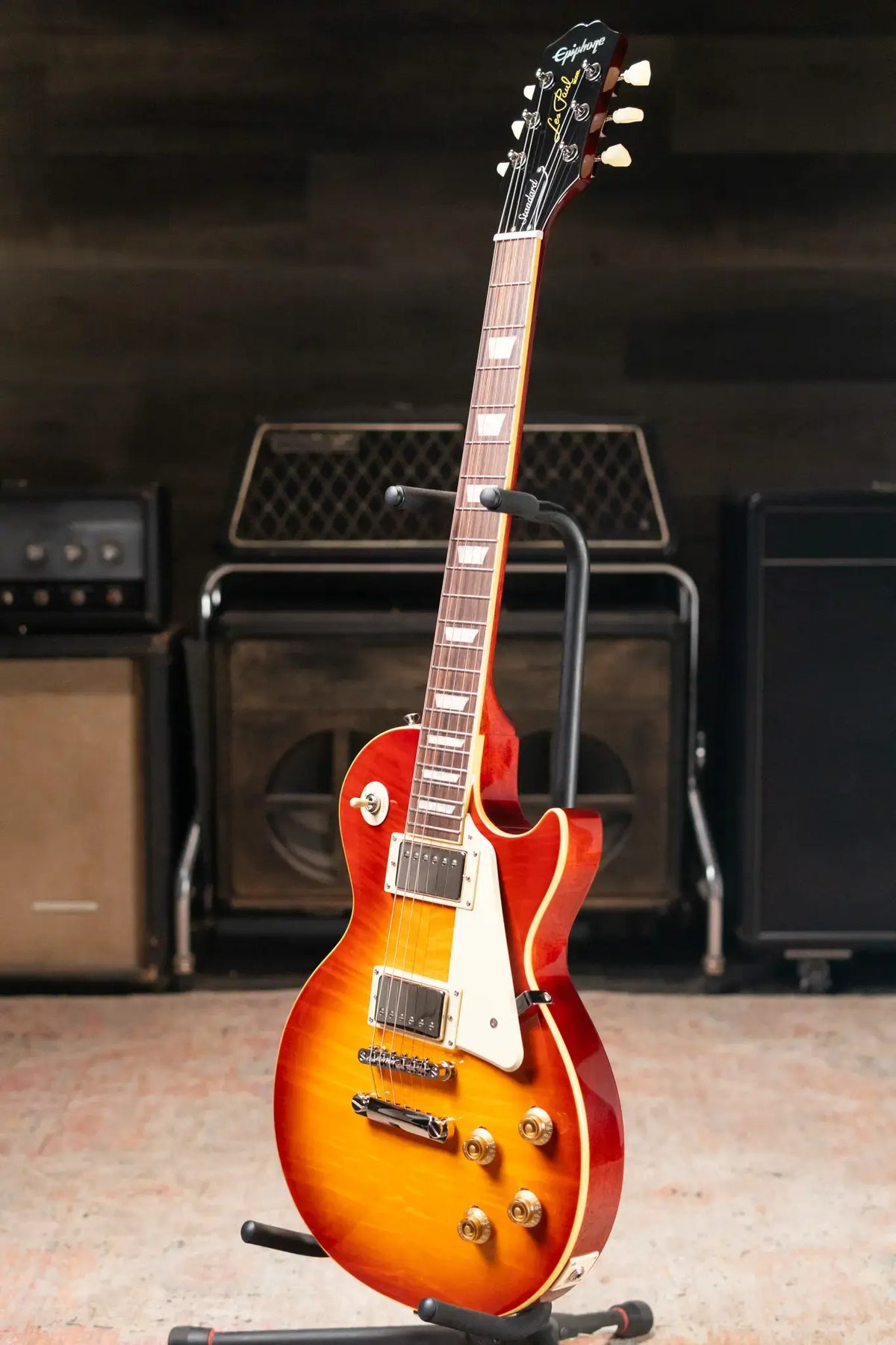 Epiphone Les Paul Standard 50s Figured Electric Guitar - Washed Cherry Sunburst with Gig Bag - Demo
