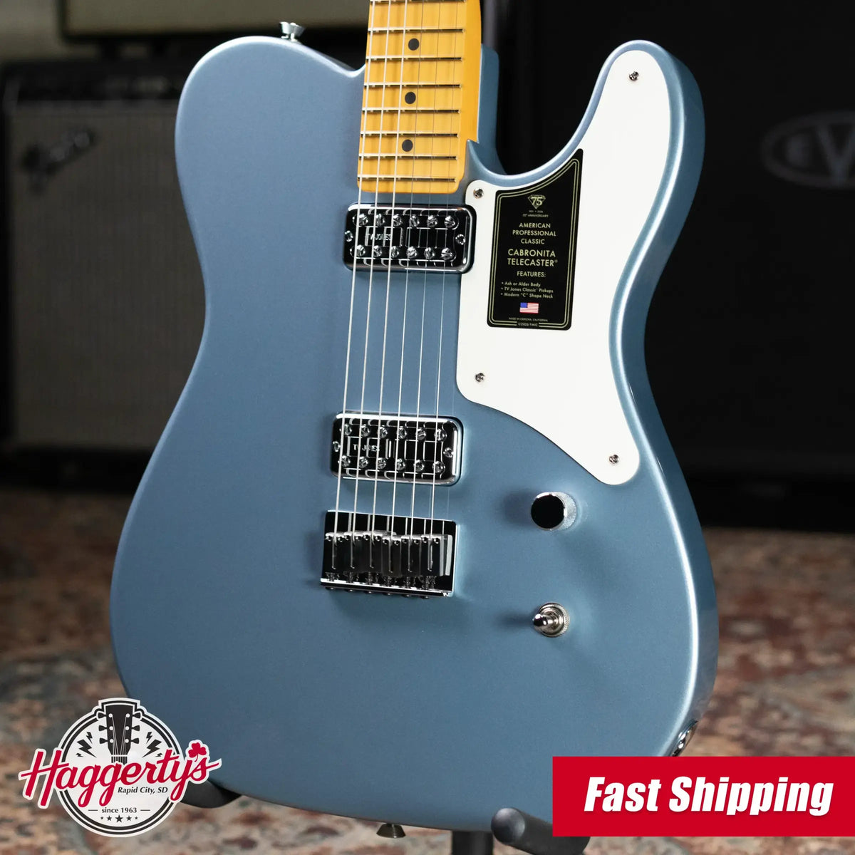 Fender 75th Anniversary American Professional Classic Cabronita Telecaster Electric Guitar - Ice Blue Metallic with Hardshell Case