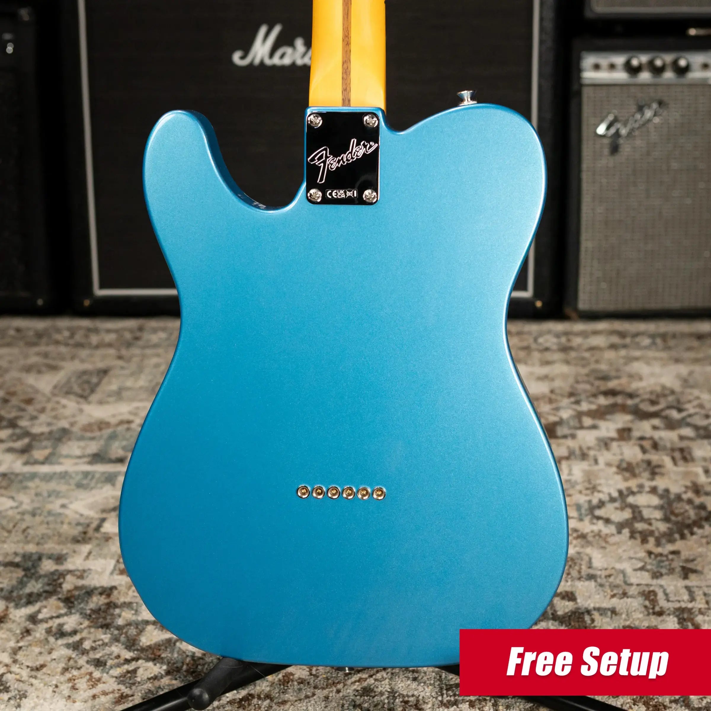 Fender American Professional Classic Hotshot Telecaster Electric Guitar - Faded Lake Placid Blue with Gig Bag