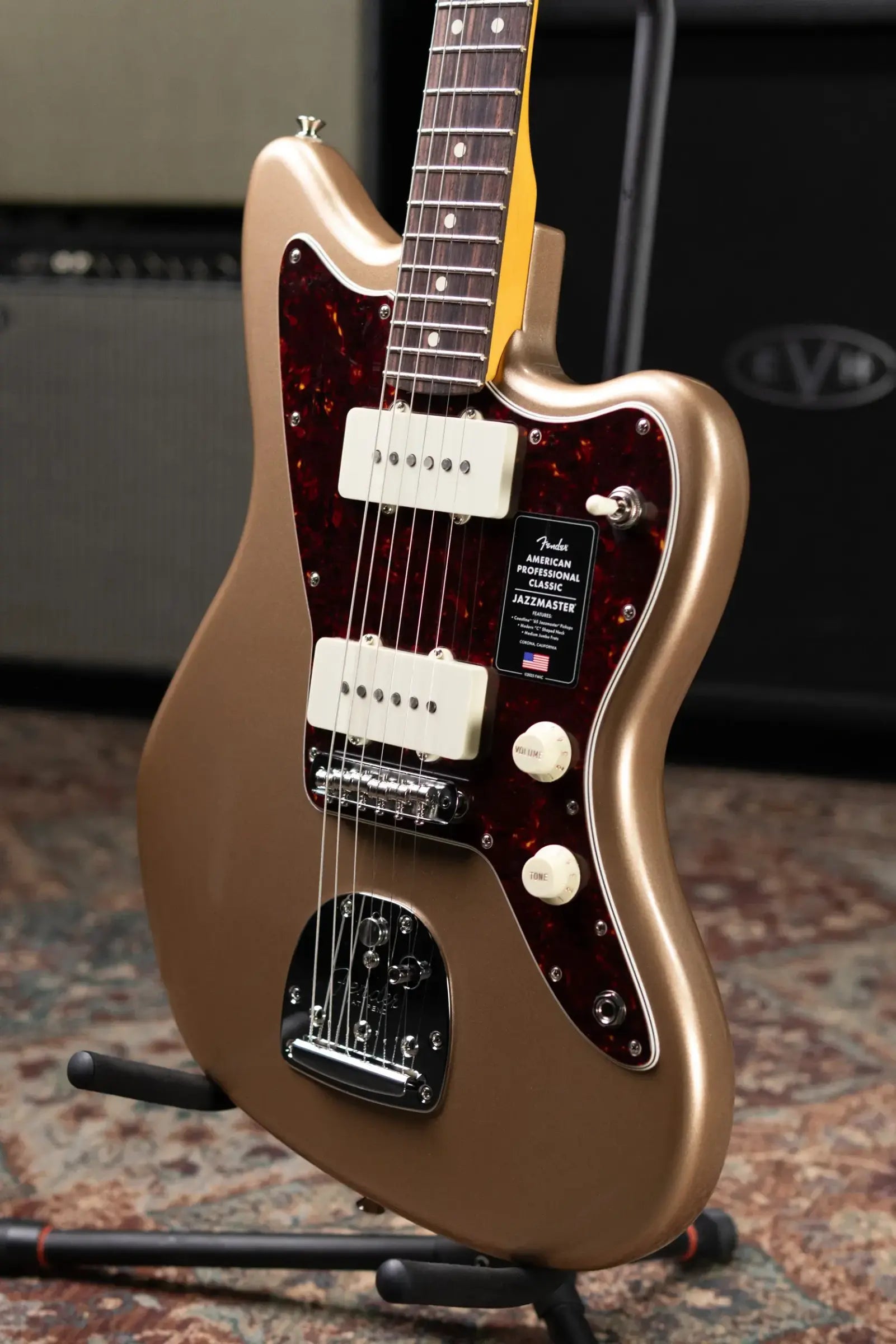 Fender American Professional Classic Jazzmaster Electric Guitar - Faded Firemist Gold with Gig Bag