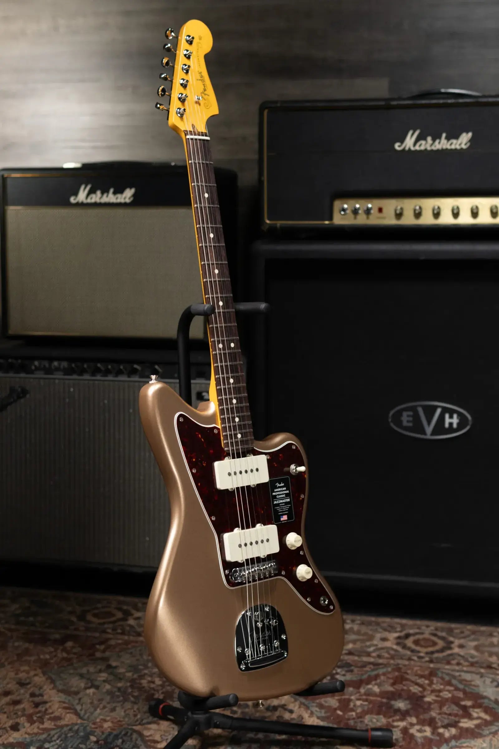 Fender American Professional Classic Jazzmaster Electric Guitar - Faded Firemist Gold with Gig Bag