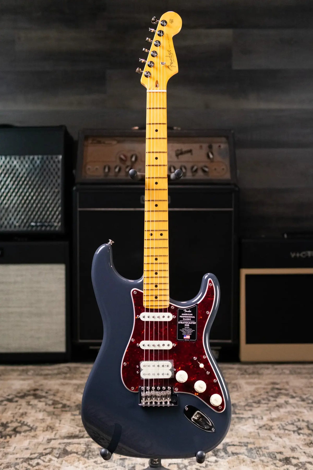 Fender American Professional Classic Stratocaster HSS Electric Guitar - Faded Black with Gig Bag - Demo