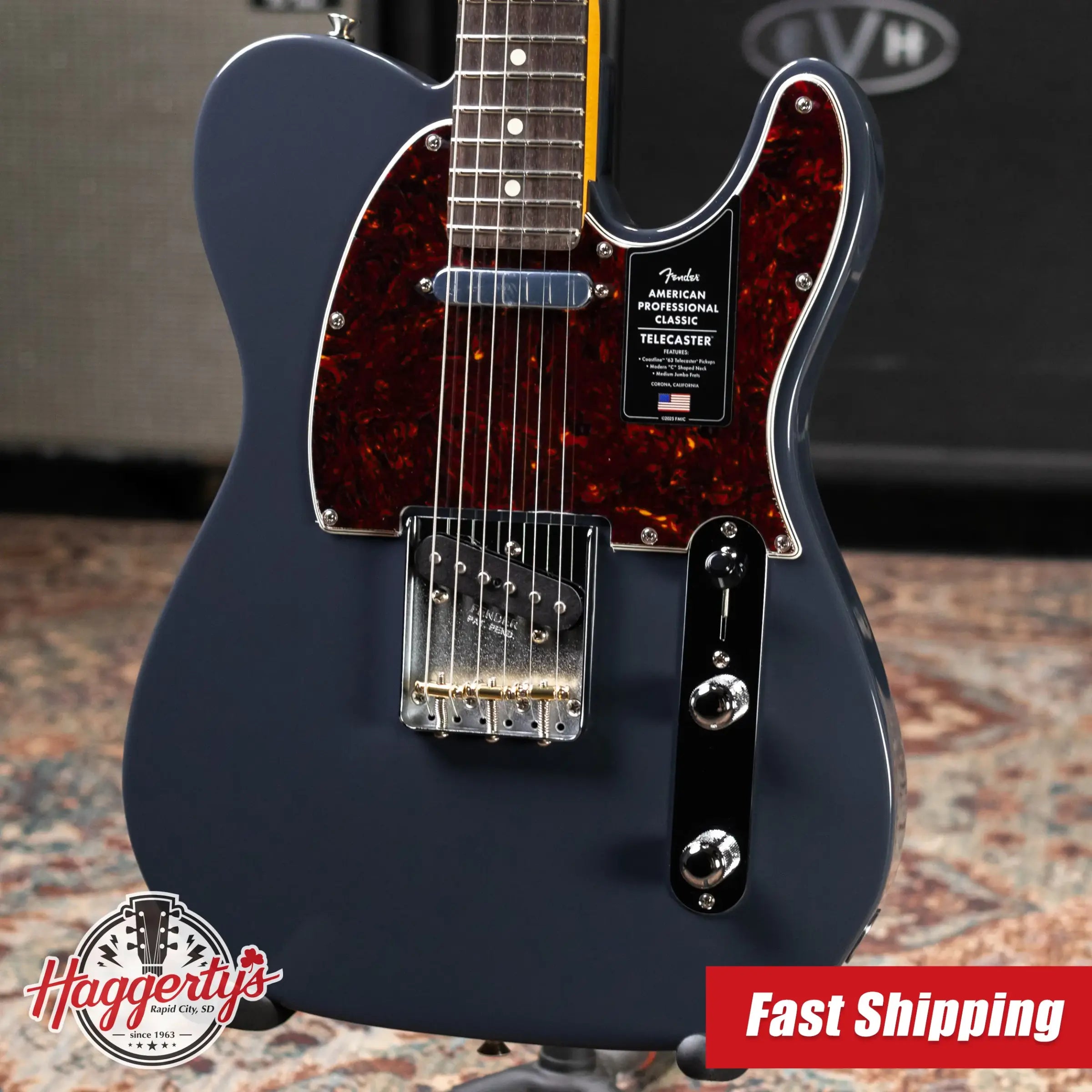 Fender American Professional Classic Telecaster Electric Guitar - Faded Black with Gig Bag