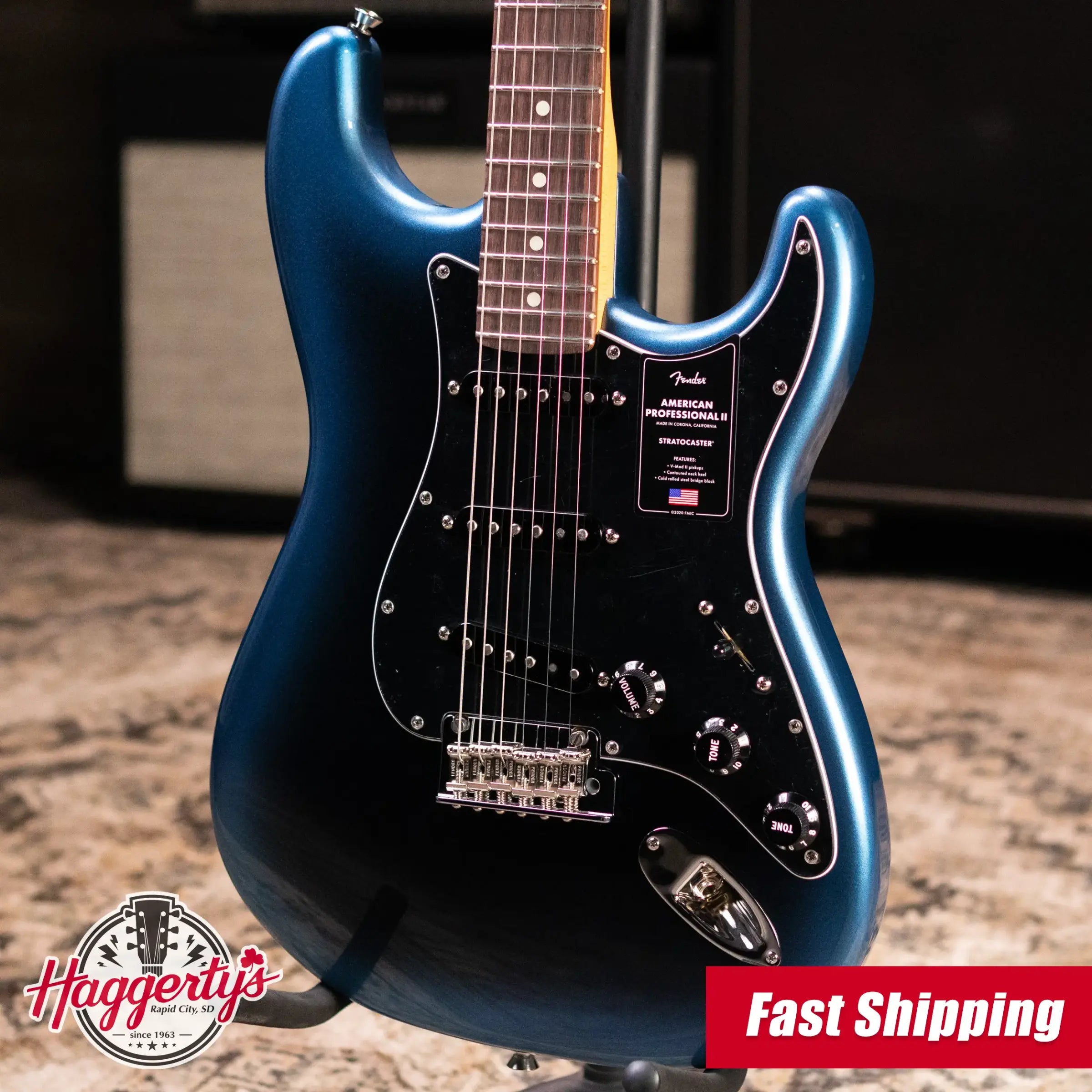Fender American Professional II Stratocaster Electric Guitar - Dark Night with Hardshell Case