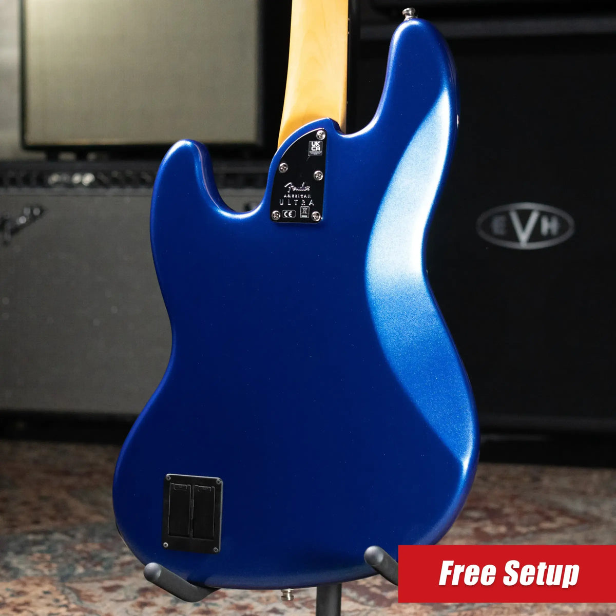Fender American Ultra Jazz Bass Maple Fingerboard - Cobra Blue with Hard Case - Used