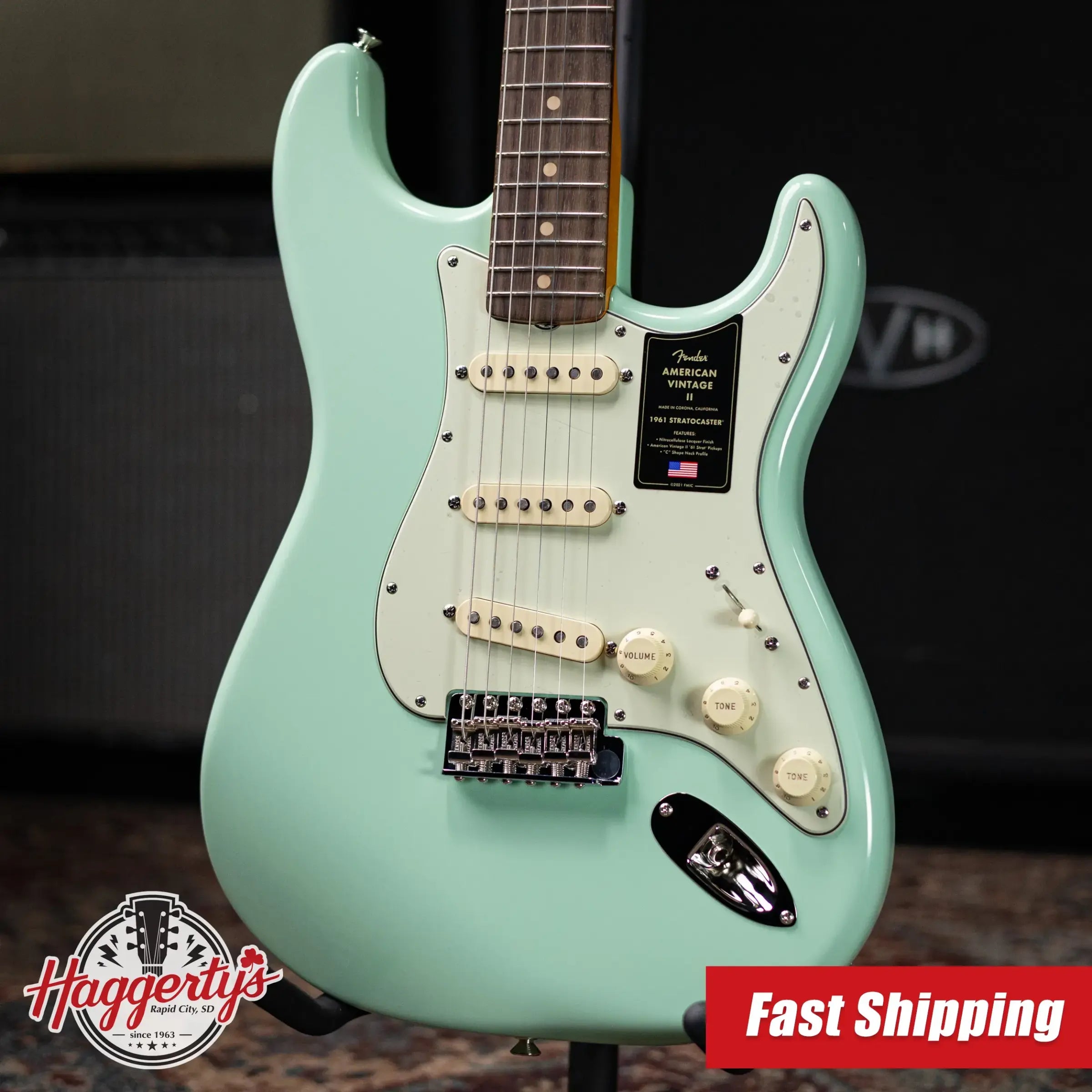 Fender American Vintage II 1961 Stratocaster Electric Guitar - Surf Green with Hardshell Case