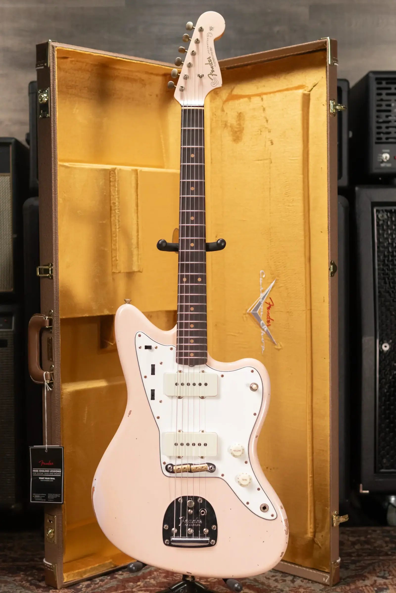 Fender Custom Shop 1963 Jazzmaster Relic Electric Guitar - Aged Shell Pink with Hardshell Case