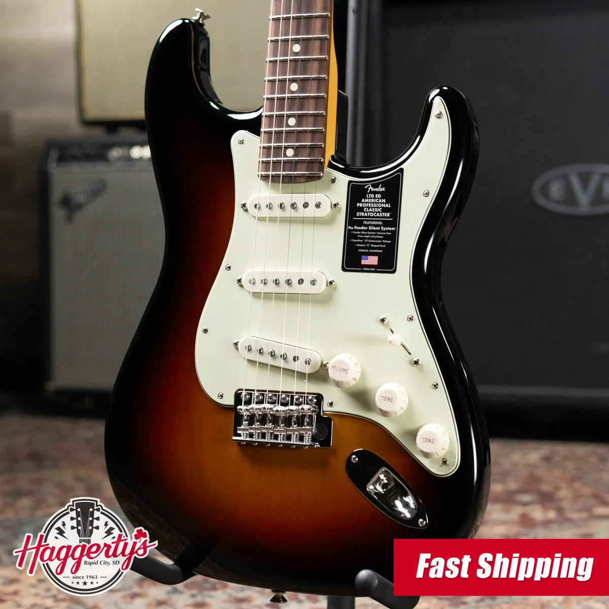 Fender Limited Edition American Professional Classic Stratocaster Electric Guitar - Featuring the Silent System - 3-Color Sunburst with Gig Bag