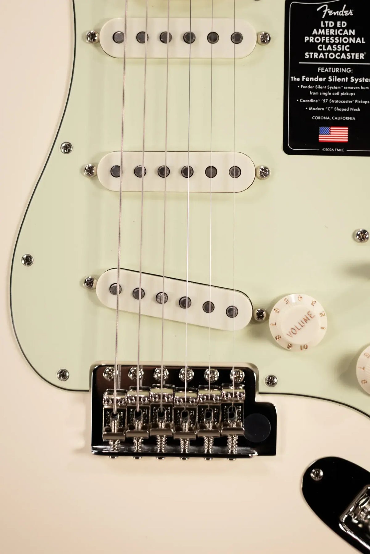 Fender Limited Edition American Professional Classic Stratocaster Electric Guitar - Featuring the Silent System - Olympic White with Gig Bag