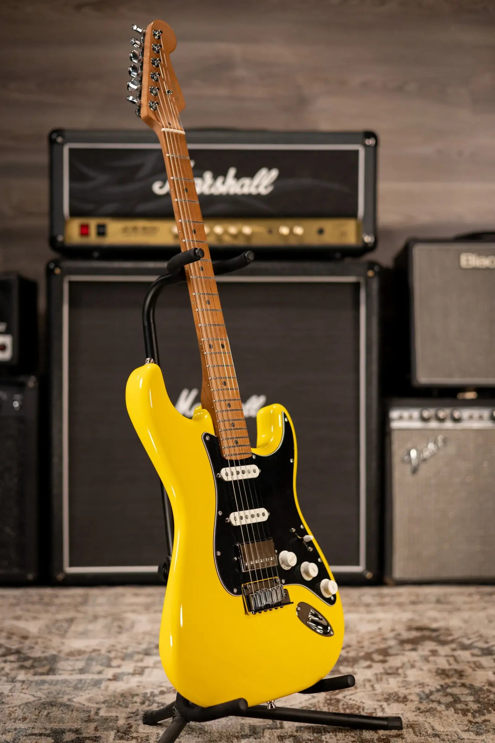 Fender Limited Edition American Ultra II HSS Stratocaster Electric Guitar - Graffiti Yellow with Hardshell Case