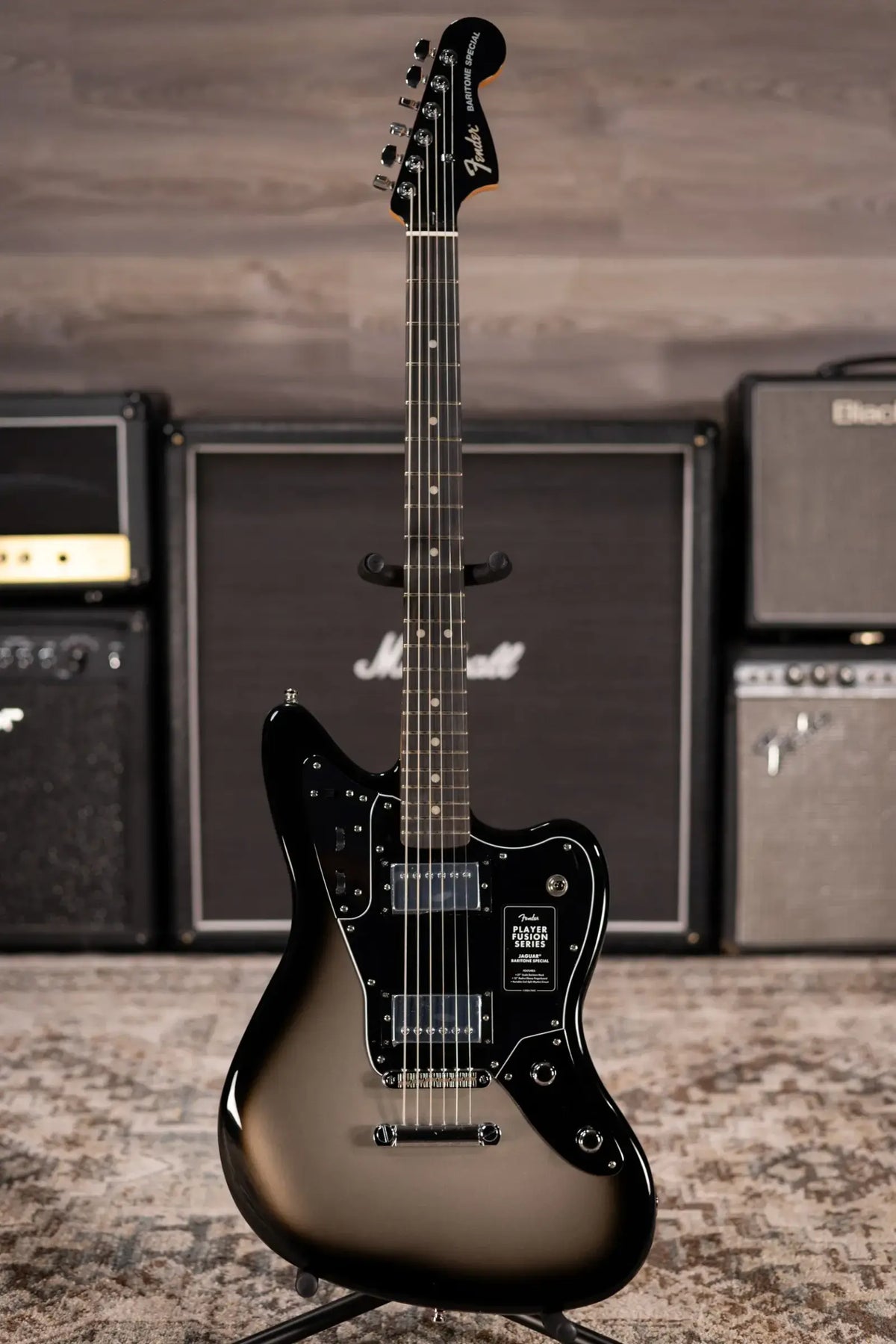 Fender Limited Edition Player Fusion Jaguar Baritone Special Electric Guitar - Silverburst with Gig Bag