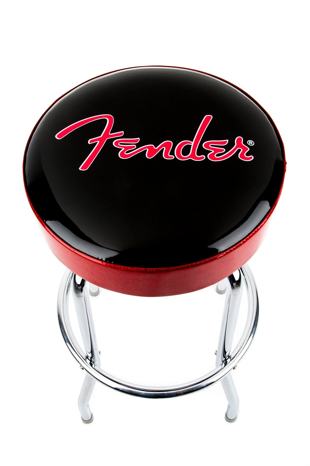 Fender Red Sparkle Logo Barstool Black and Red Sparkle
