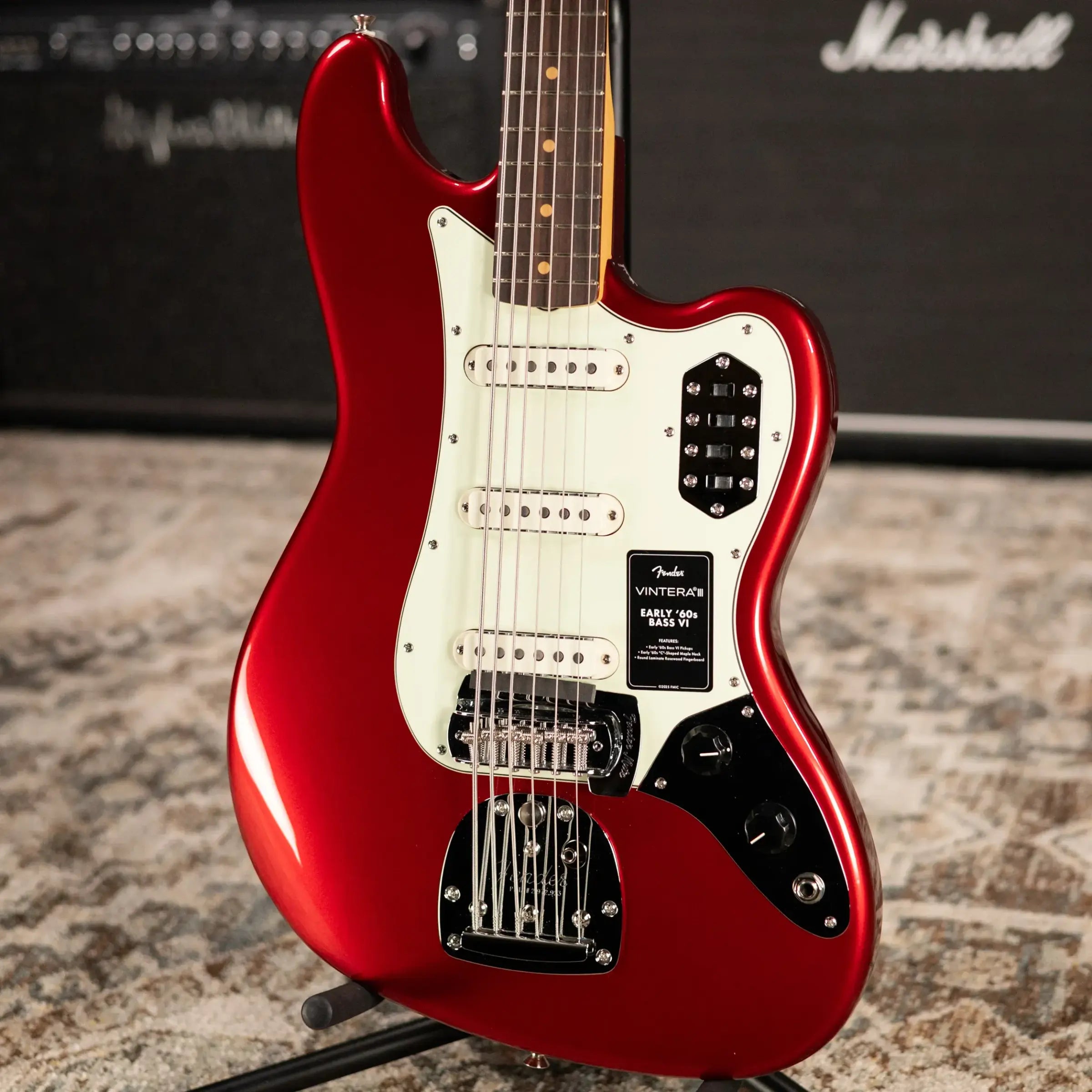 Fender Vintera III Early '60s Bass VI - Candy Apple Red with Gig Bag