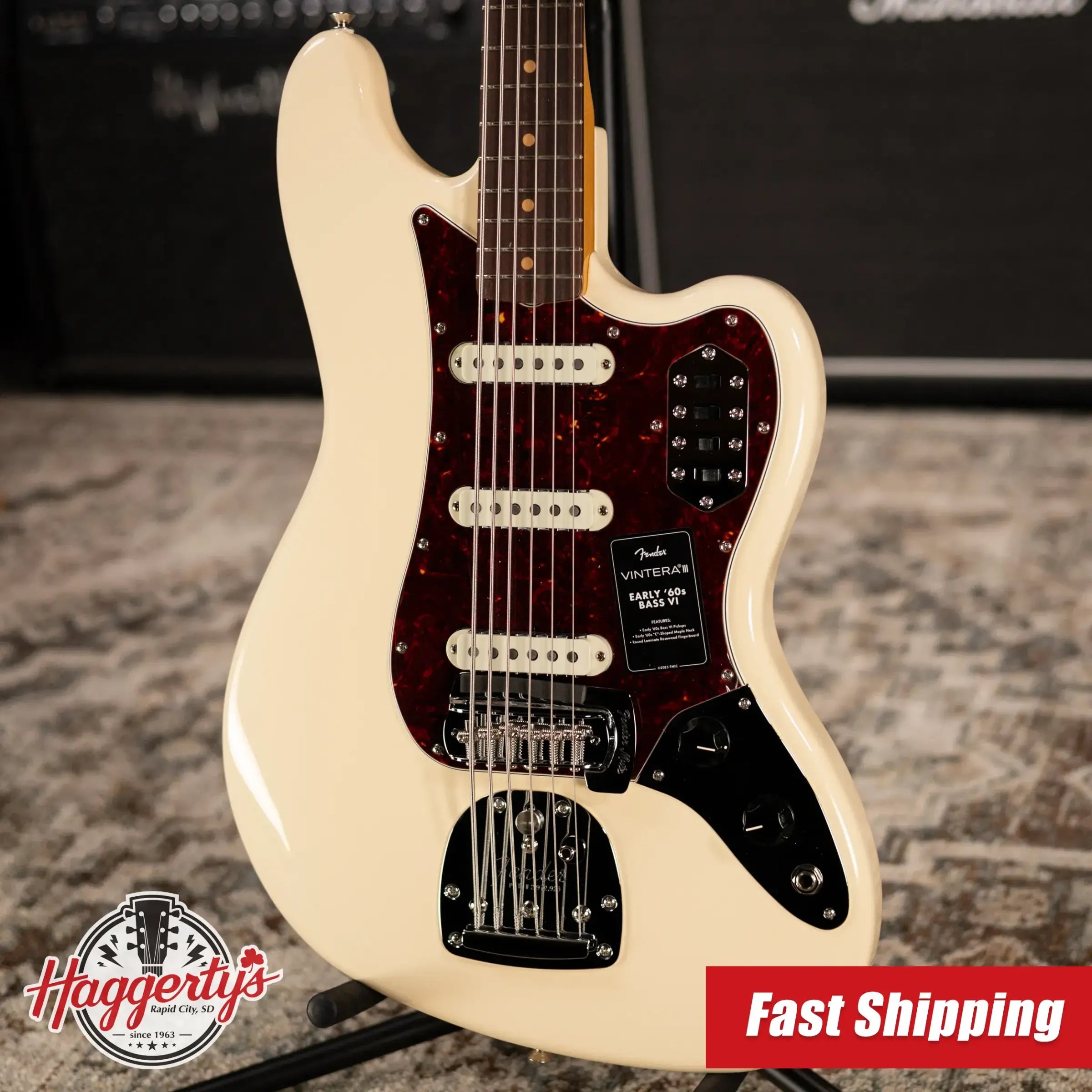Fender Vintera III Early '60s Bass VI - Olympic White with Gig Bag