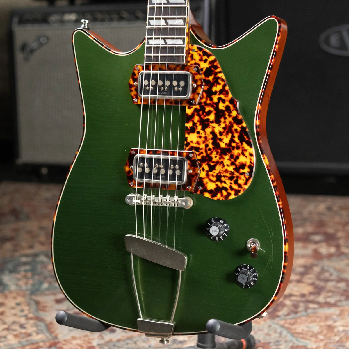 Frank Brothers Arcade Model Electric Guitar - Cadillac Green / Tortoise Shell with Hardshell Case - Used