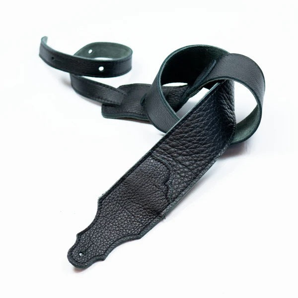 Franklin Straps 2.5" Original Black Glove Leather Series Guitar Strap - Black Stitching