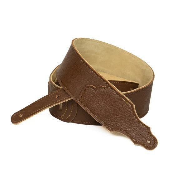 Franklin Straps 2.5" Original Natural Glove Leather Series Guitar Strap - Caramel with Gold Stitch