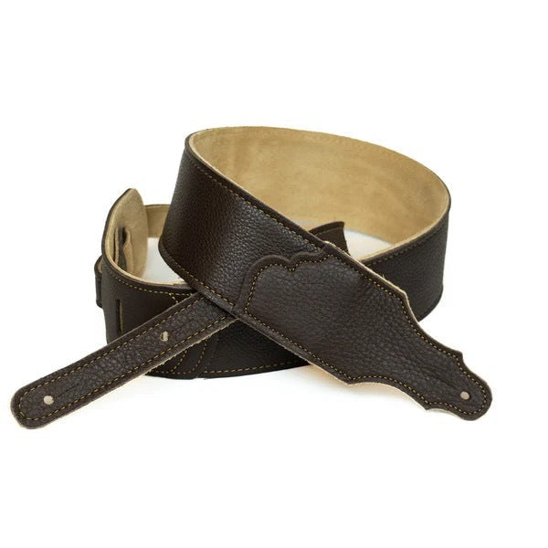 Franklin Straps 2.5" Original Natural Glove Leather Series Guitar Strap - Chocolate Leather Gold Stitch