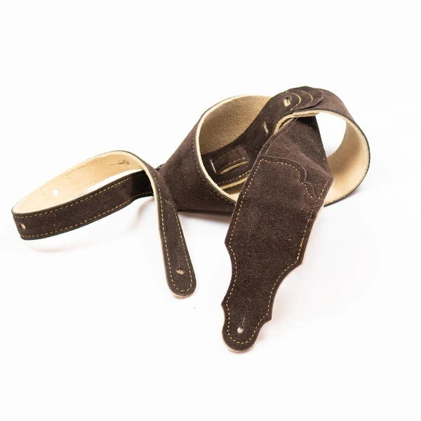 Franklin Straps 2.5" Original Suede Series Guitar Strap - Chocolate Suede Gold Stitching