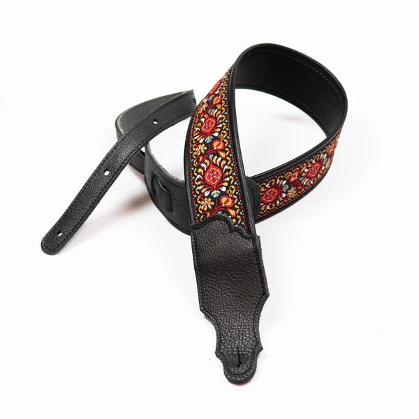 Franklin Straps 2.5" Retro Folk Deluxe Series - Red Bronze with Black Leather End Tab