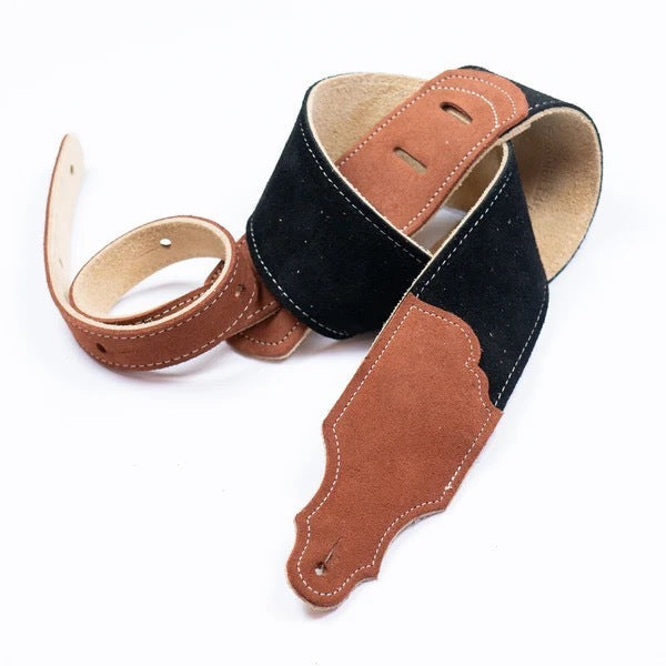 Franklin Straps 2.5" Sedona Suede Guitar Strap - Black Suede with Rust End Tab