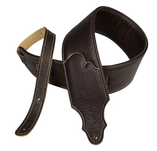 Franklin Straps 3" Padded Glove Leather Guitar Strap - Chocolate with Natural Stitch