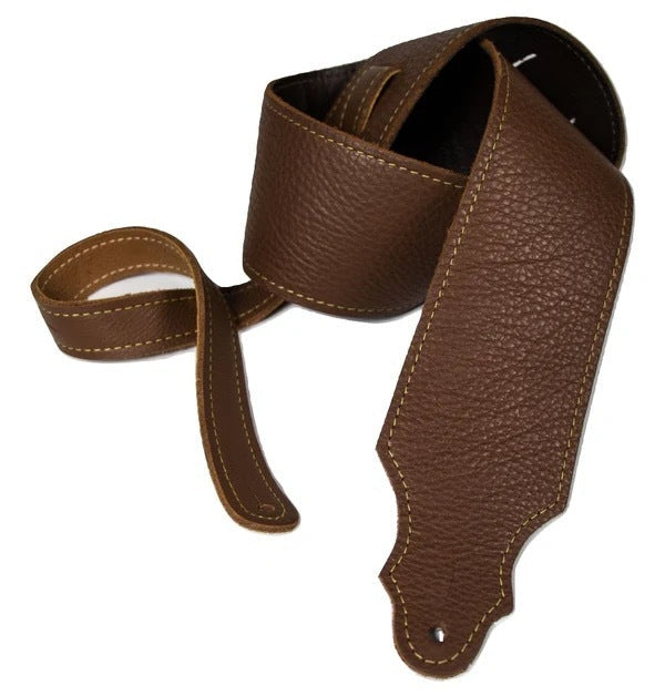 Franklin Straps 3" Purist Glove Leather Series Guitar Strap - Caramel Leather Gold Stitch with Leatherette Backing