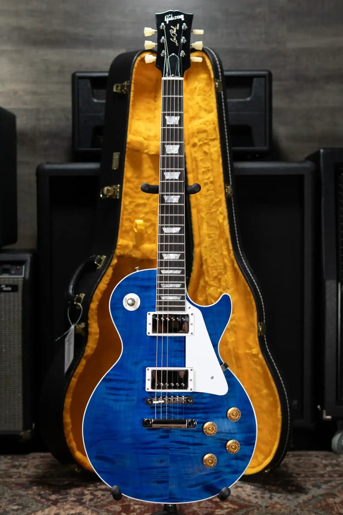 Gibson Custom Les Paul Standard Electric Guitar - Trans Blue with Hardshell Case