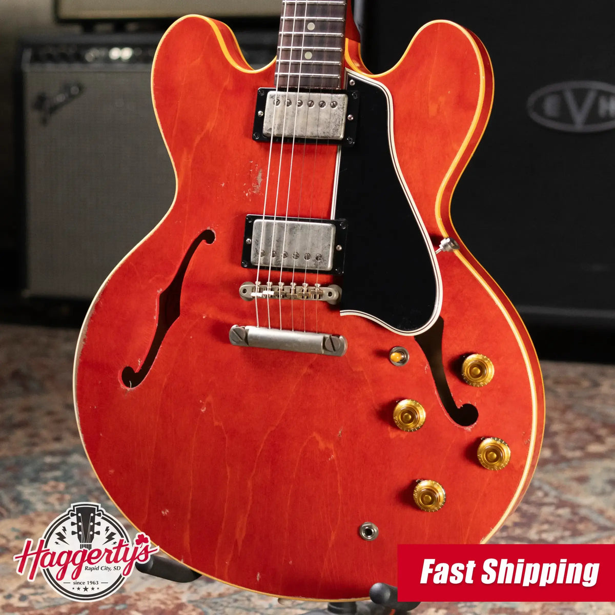 Gibson Custom Shop 1958 ES-335 Unbound Murphy Lab Heavy Aged Semi-Hollow Electric Guitar - Watermelon with Hardshell Case