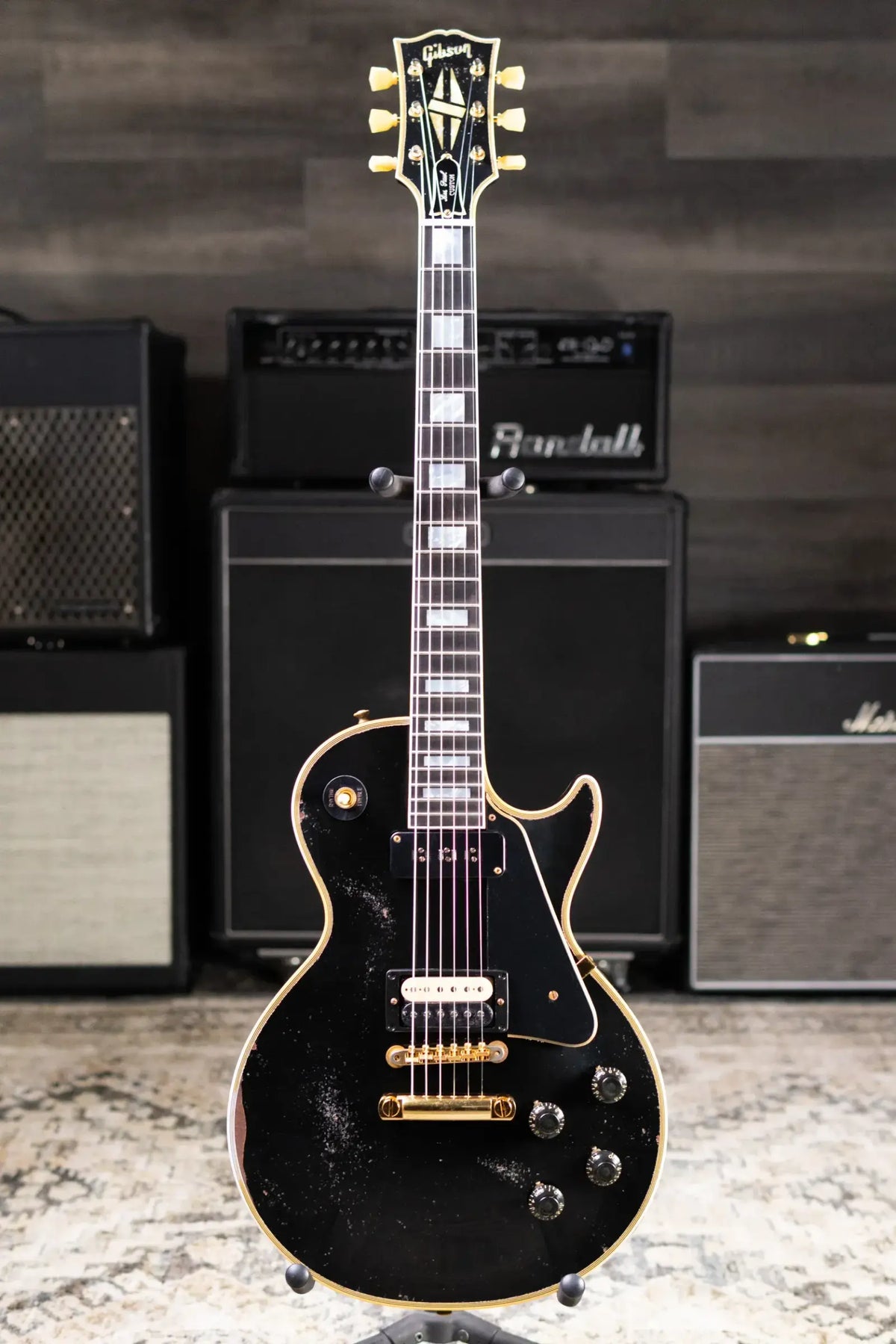Gibson Custom Shop Limited Edition 1954 Les Paul Custom Reissue Murphy Lab Electric Guitar - Ebony Heavy Aged with Hardshell Case