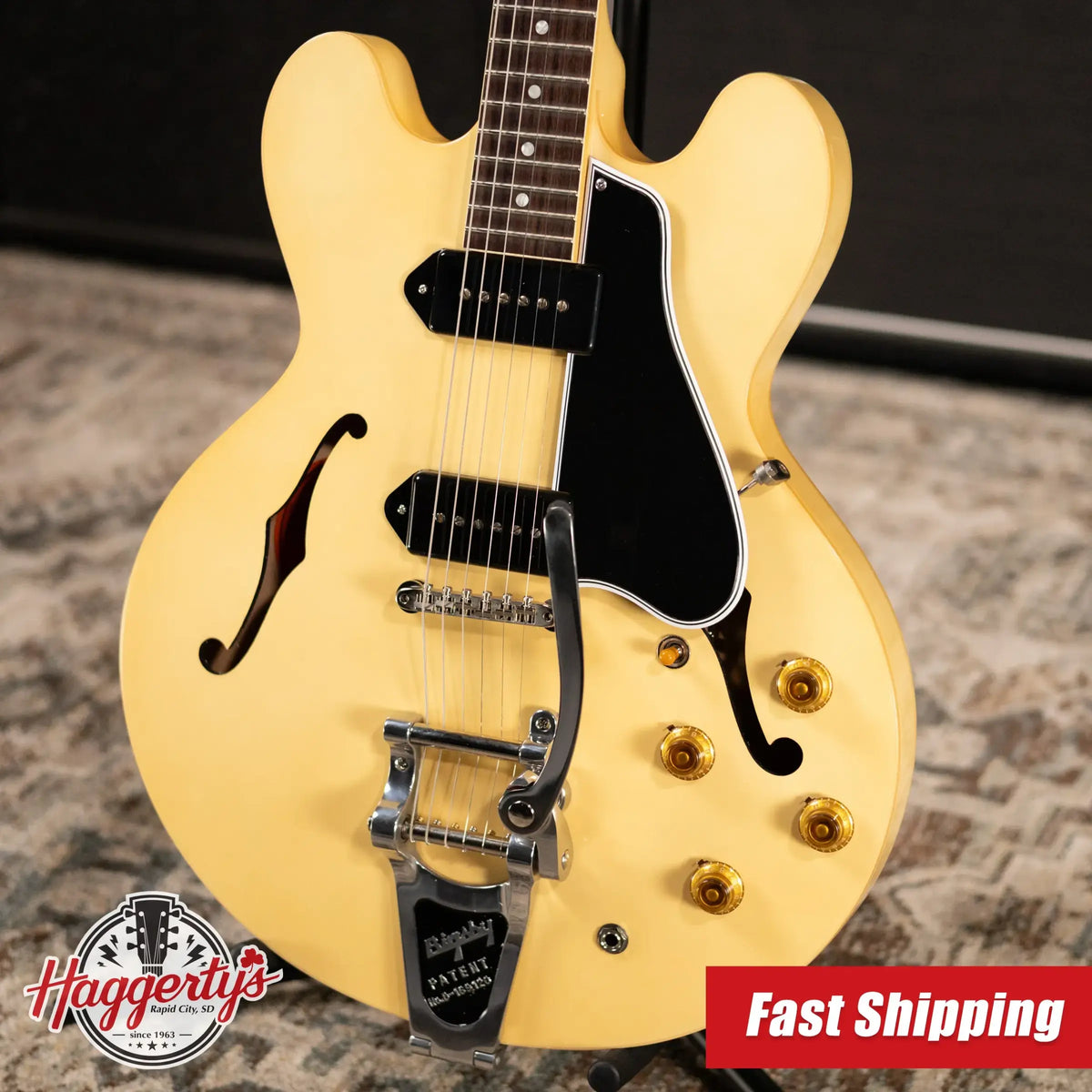 Gibson Custom Shop Limited Edition 1959 ES-330 Bigsby Reissue Hollow Body Electric Guitar - Antique White VOS with Hardshell Case